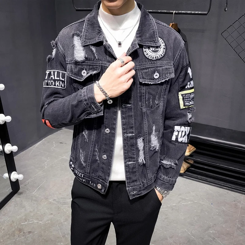 Уличная джинсовые куртки мужские черные пальто высокого качества Весна Осень