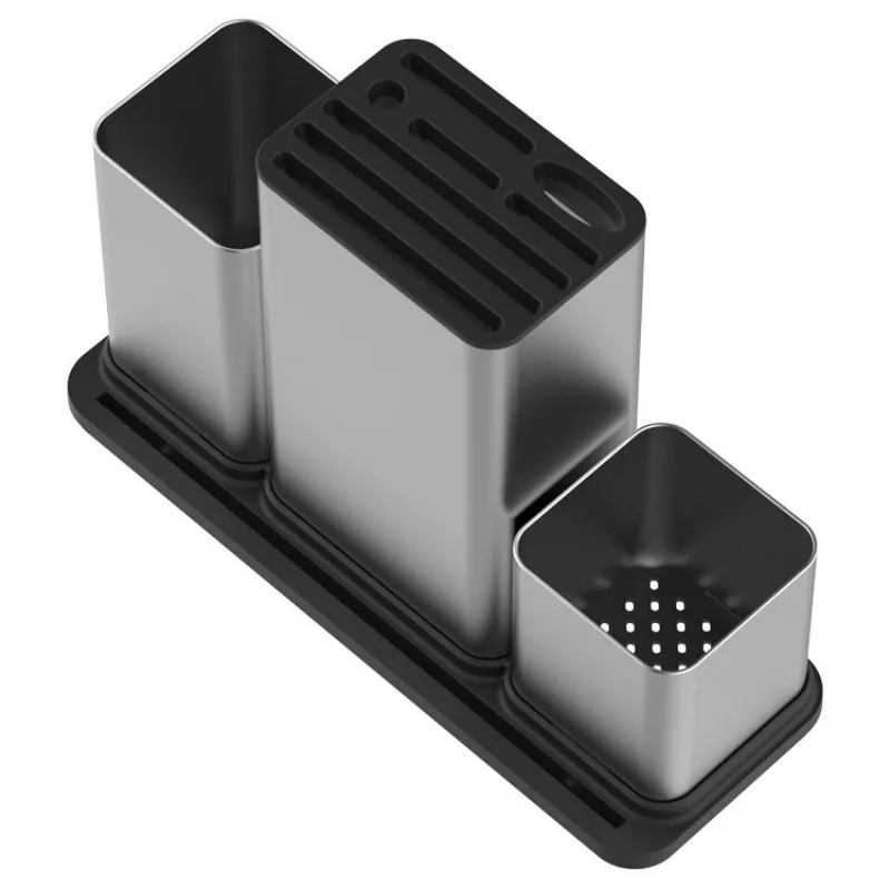 

Knife holder kitchen cutlery storage box tableware drainage chopsticks spoon storage box rack cage with water tray WF