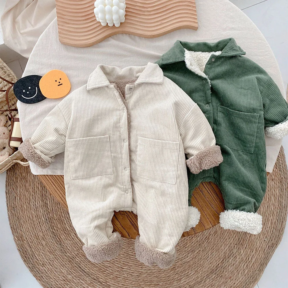 

My First Christmas Baby Boy Romper Long Sleeve Plus Velvet Thicken Warm Winter Newborn Clothes Infant Outwear Jumpsuit