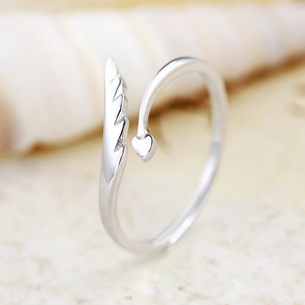 Женское Открытое кольцо из серебра 925 пробы с крыльями ангела | Украшения и