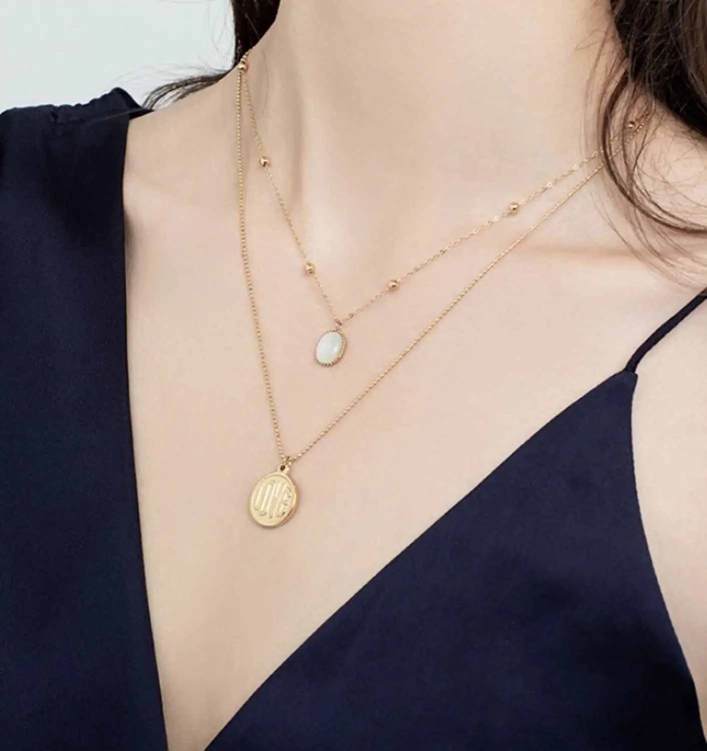 

Hot Sell Women Fashion New Goddess Luxury Gold Color Necklace Luxe Jewelry Stainless Steel