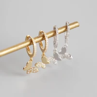 925 sterling silver butterfly hoop earrings for women shiny cz gold silver jewelry gift jewelry pendientes plata 925 2021 trend