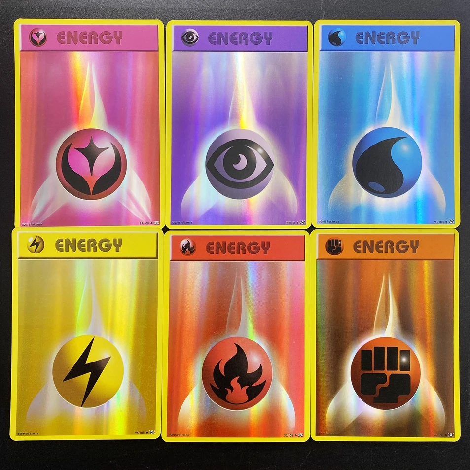 20 шт Покемон энергии блестящие карты коробка ролевая игра команды бирки Мега GX