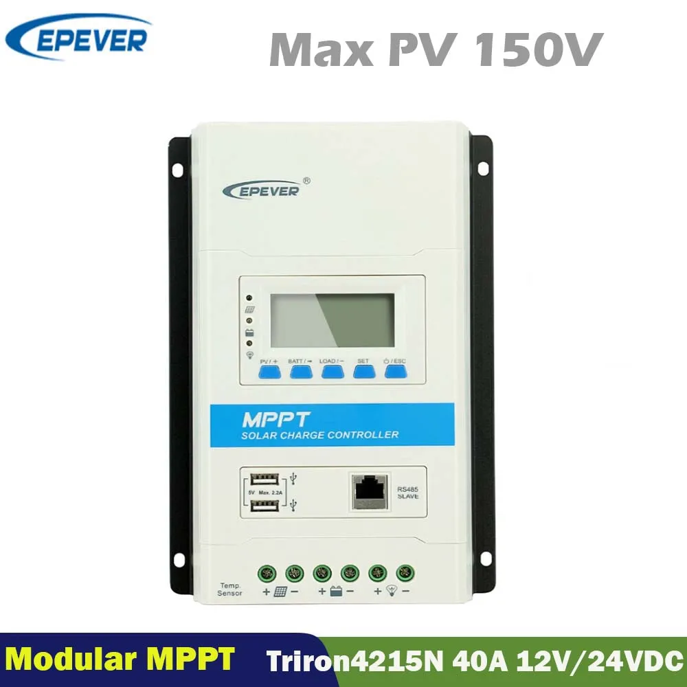 EPever 40A Triron4215N модульный MPPT Контроллер заряда солнечной батареи 12 в 24 В постоянного