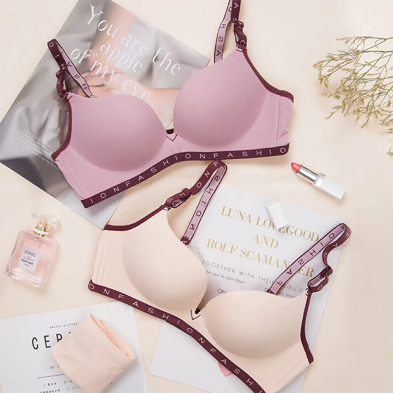 

women's sexy without frame Backless intimate lingerie bra pink Beautiful Top girl comfortable Solid color Home suit seamless bra