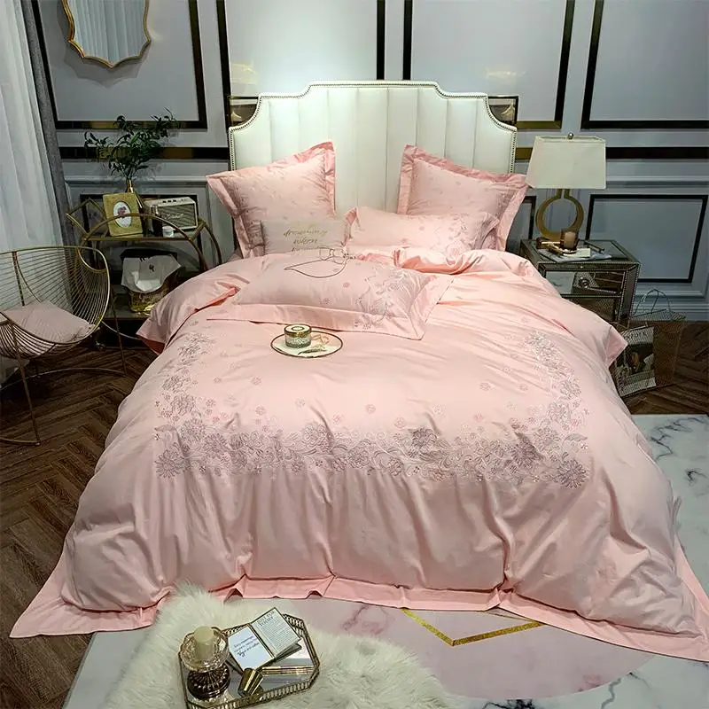 43 хлопка премиум класса с вышивкой пододеяльник простынь Комплект постельного