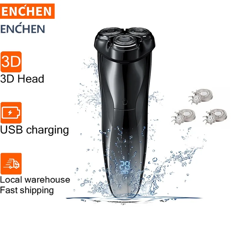 

Enchen 3D Men Electric Shaver Razor BlackStone3 IPX7 Waterproof Wet & Dry Dual Use LCD 3D Smart Control Shaving Beard Machine