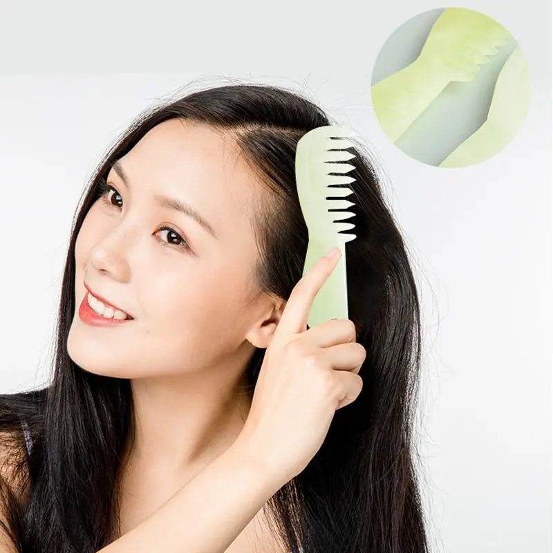 

1Pcs Natural Jade Gouache Scraper Comb Shape Gua Sha Massage Tools for Head Meridian Scraping Acupuncture Therapy Healing Stone