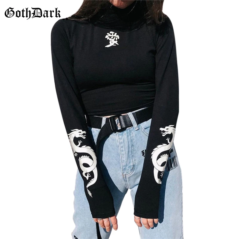 Готические женские футболки с длинным рукавом Goth Dark винтажная модная Осенняя 2021