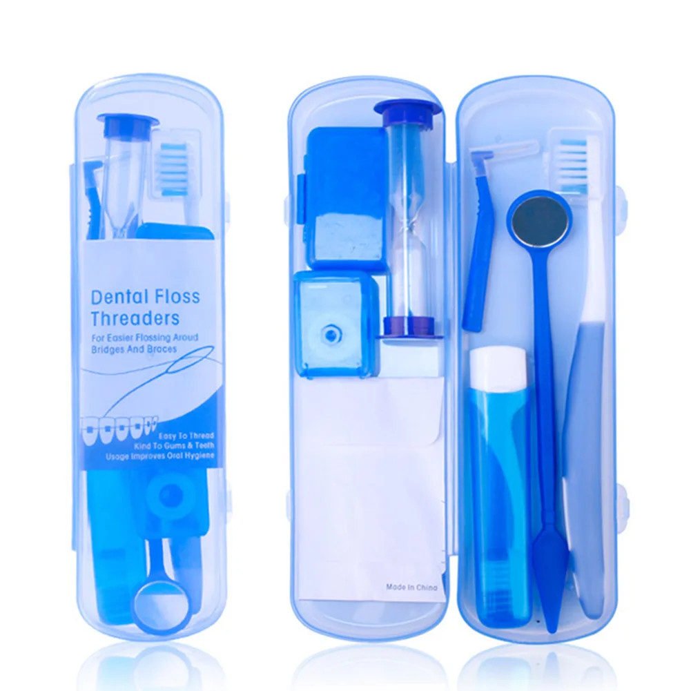 

4 Colors Dental Teeth Orthodontic Kits 8Pcs/Set Oral Cleaning Care Whitening Tool Suit Interdental Brush Floss Thread Wax