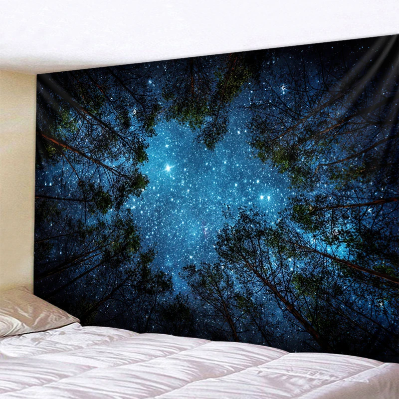 Настенный гобелен ЗHENZHENRISHANG с лесными деревьями и звездами
