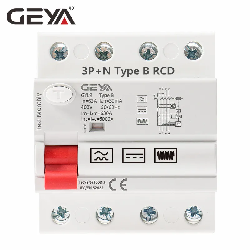 GEYA GYL9 Магнитный B Тип RCCB автоматический выключатель остаточного тока постоянный