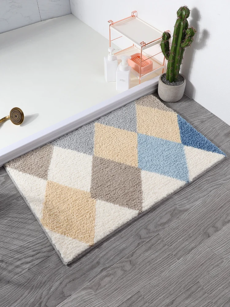 

Nordic Non-slip Carpet Shaggy Geometric Bathroom Modern Kitchen Hallway Rugs Door Tappeto Grigio Carpet Making Mat BD50DT