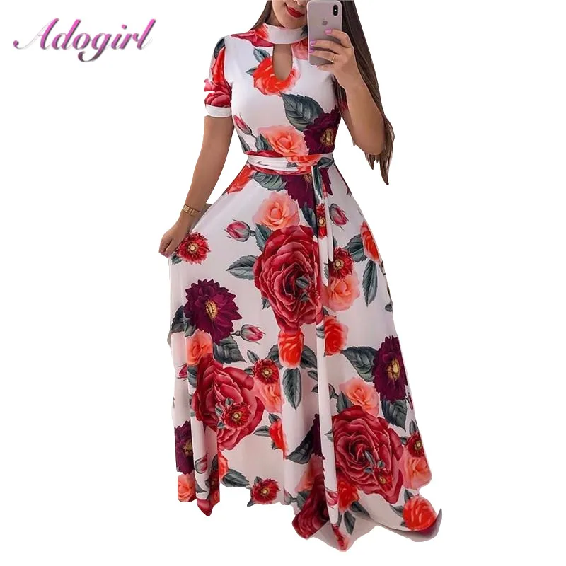Женское летнее пляжное макси-платье с цветочным принтом Boho повседневное длинное