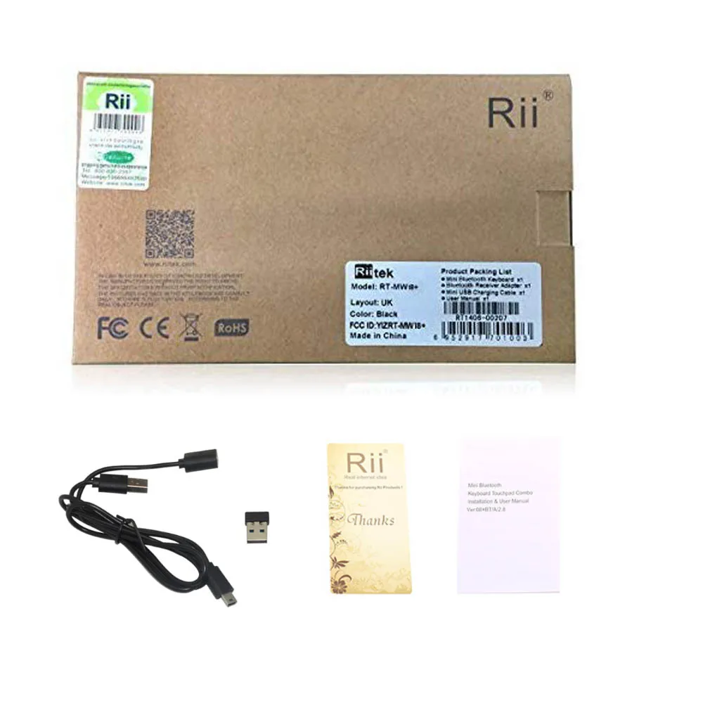 

Original Rii Mini i8+ keyboard 2.4G Wireless Backlit Keyboard English Russian Spanish TouchPad Air Mouse for Android TV BOX PC