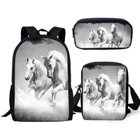 haoyun childrens 3pcs set backpacks cute white horse pattern kids school book bags students backpackflaps bagpen bags
