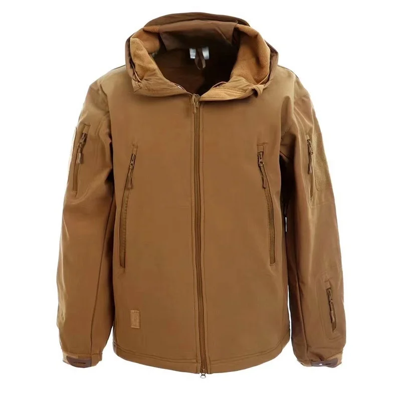 

High quality windproof waterproof warm tactical jacket soft shell fleece outdoor assault coat camouflage men's coat shark skin