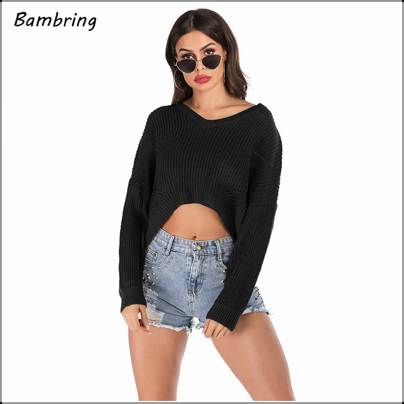 Женский вязаный пуловер с длинным рукавом черный свободный свитер бордового