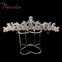 full aaa cz tiara princess pageant crown wedding hair jewelry women night party bridal hair accessories re3456