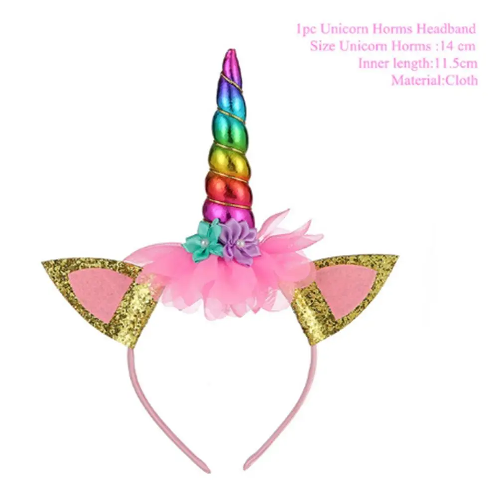 Rainbow Headband TAOUP 5 шт. одноразовые татуировки Единорог стикер с днем рождения Единорог Декор ребенок душ девушка Unicornio День Рождения Декор дети - Цвет: Rainbow Headband