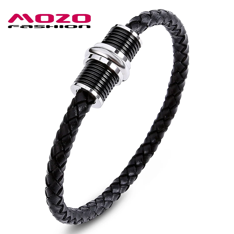 

Fashion Bangle Men Women Bracelet Braided Leather Bracelets Unique Stainless Steel Magnetic Buckle Bangles Unisex Jewelry PS2028