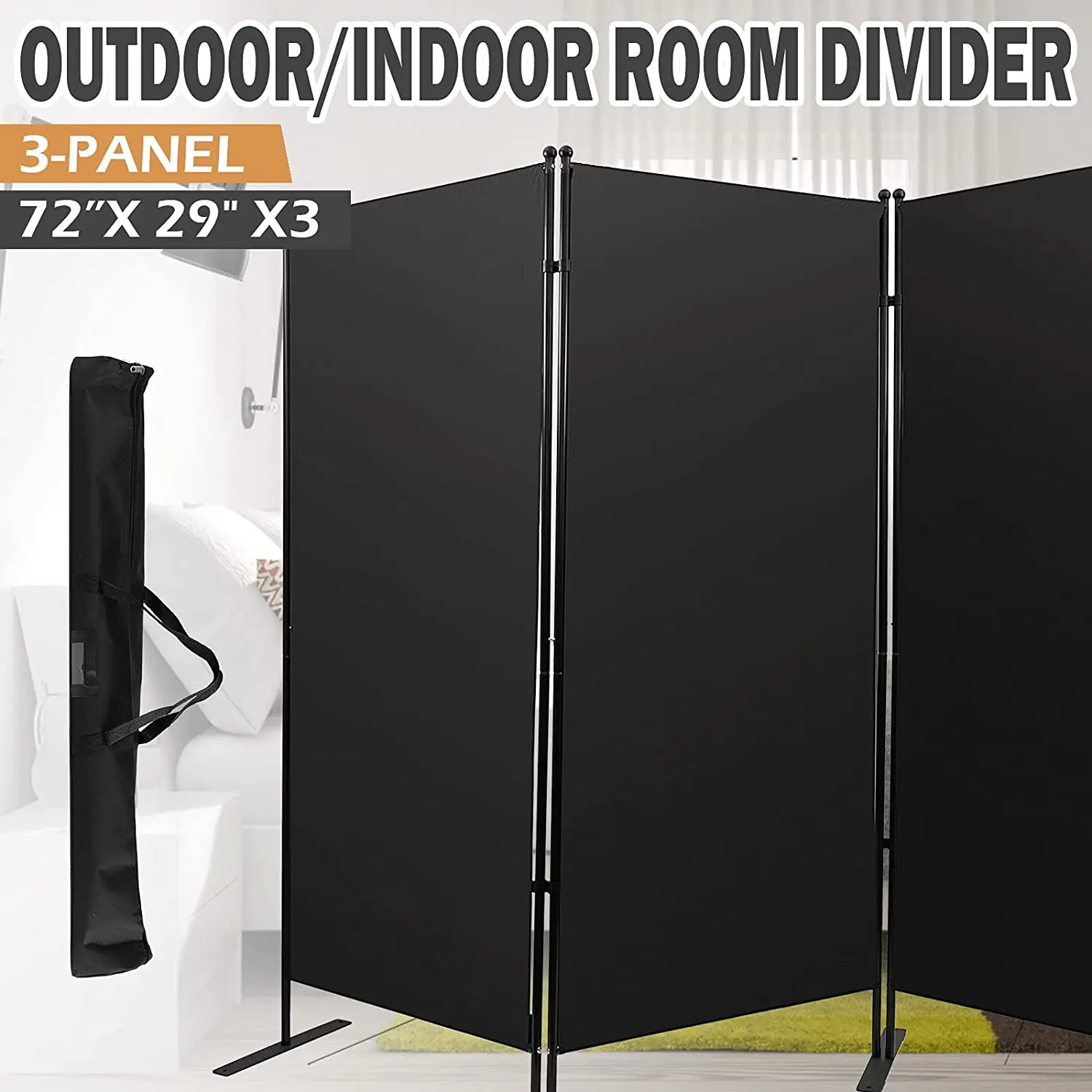 Room Divider 3 Panels Folding Partition Privacy Fence Screen Bedroom Outdoor Wind Sunshade Indoor for Home Garden Decor Office