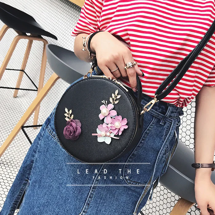 Женская сумка женские сумки кожаная через плечо сумка-тоут с круглым цветком