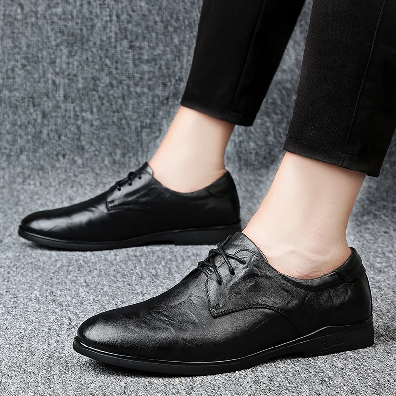 

Туфли мужские из натуральной кожи, Удобная Повседневная Деловая обувь в британском стиле, на плоской подошве, в офисном стиле, для отдыха