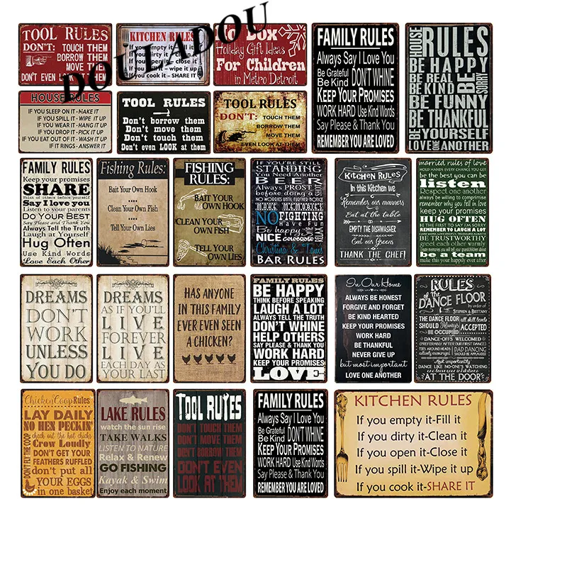 

[Douladou]Tool Rules Vintage Painting Decor Pub Shop Poster Kitchen Bar Store Hotel Decor Wall Signs Tin Sign Metal Sign20x30CM