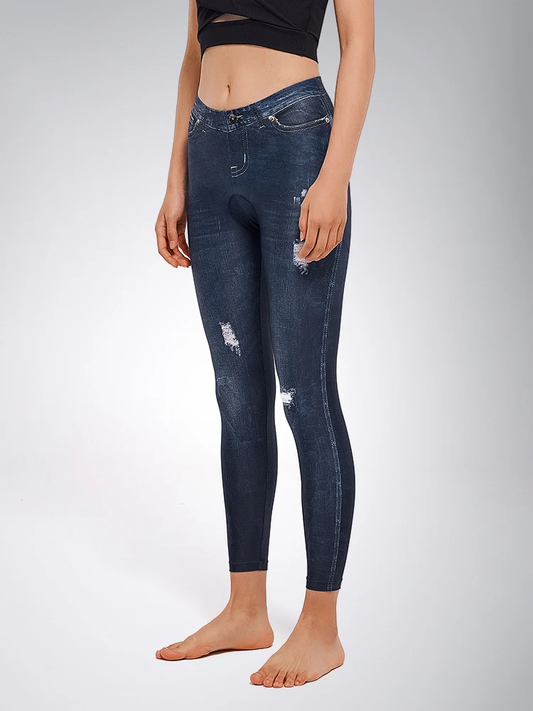 

Santic Cycling Pants Women Spring/Summer High Elastic Imitation Denim Casual Sports Pants Bicycle Riding Leggings Asian Size
