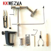 kkwezva set silver grade rotary fly tying vise c clamp strengthened hard jaws 360 degree rotation precision fly tying tools