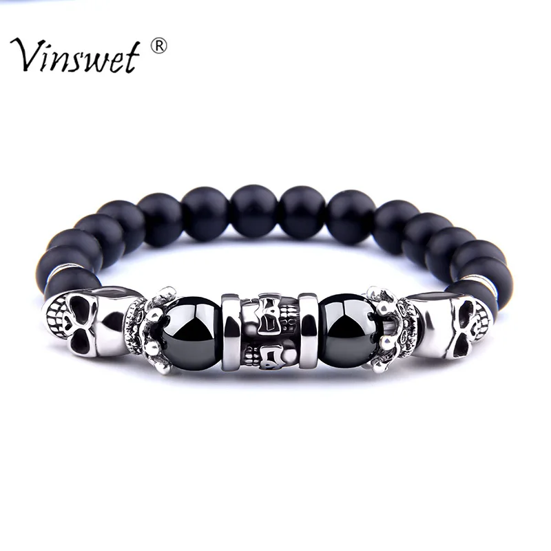 Мужской браслет с бусинами из Натурального Гематита черный оникс|Плетеные