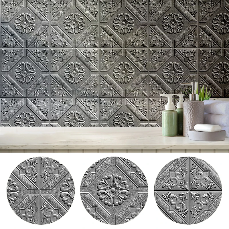 

Wall Stickers Imitation Flower Bedroom Decor 3D Self-adhesive Wallpaper for Living Room Kitchen TV Backdrop Home Decoration
