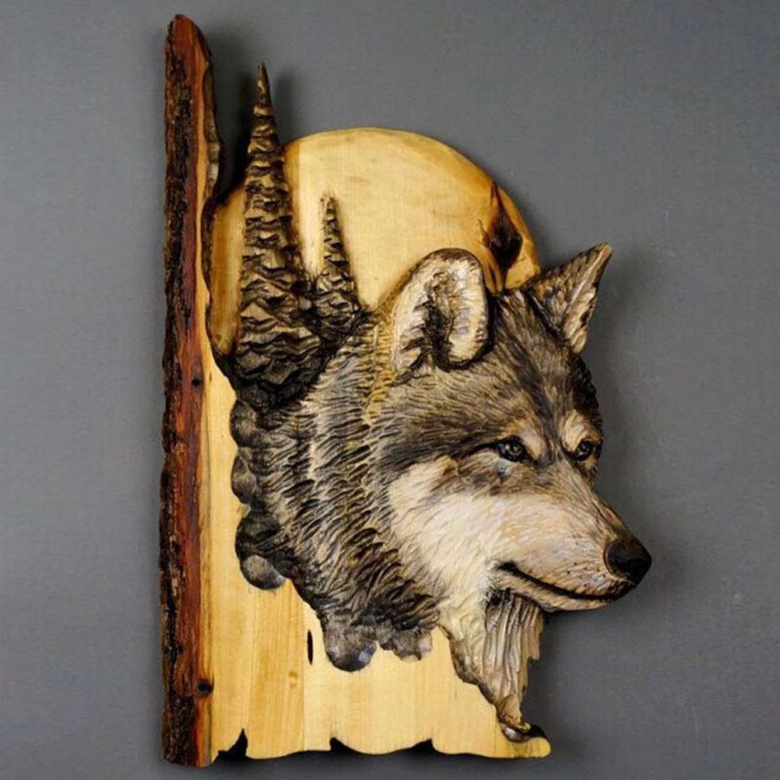 

Animal Carving Handcraft Wall Hanging Sculpture 3D Animal Carved Easy To Hang For Home Living Room Bear/Deer/Wolf/Raccoon