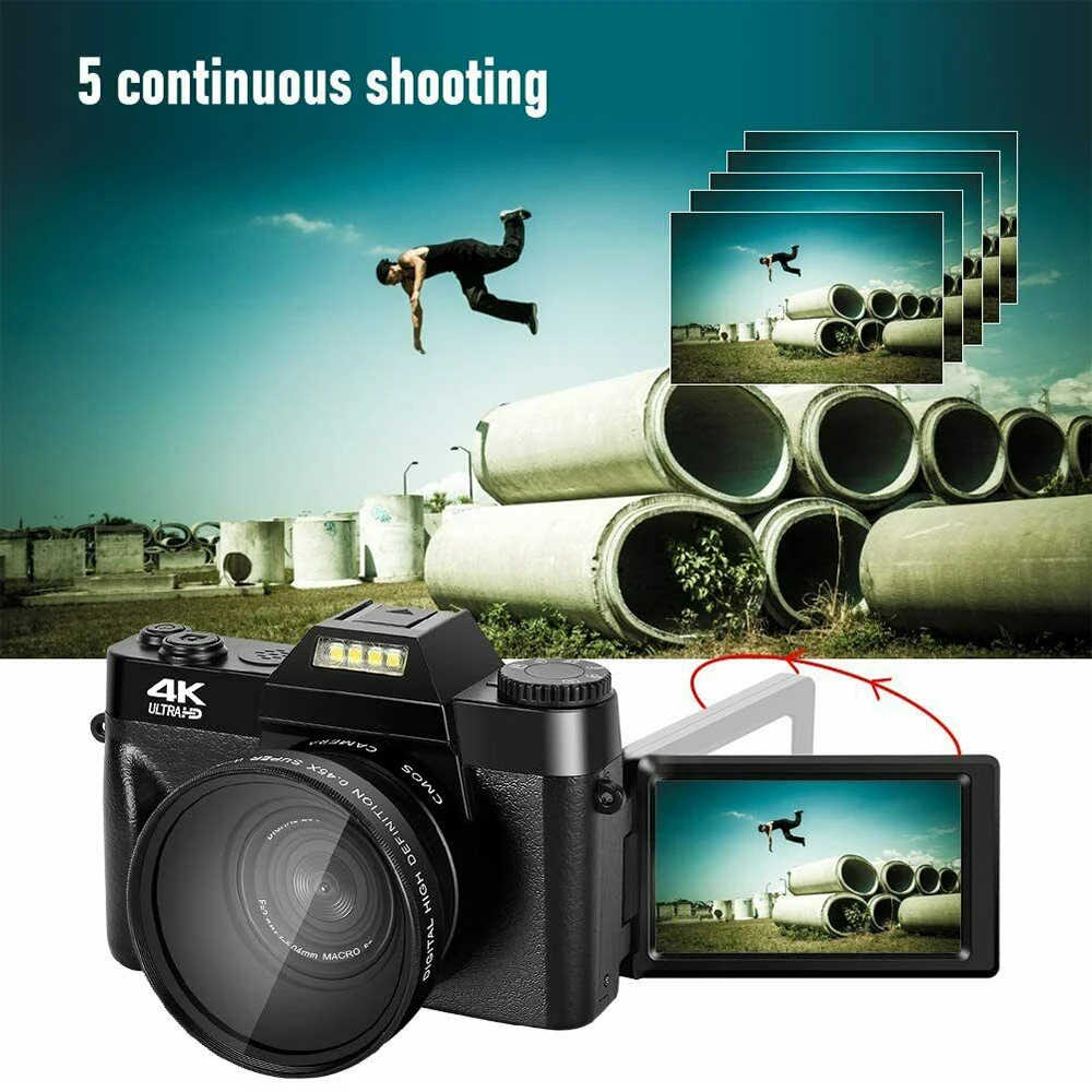 Digital Camera 48MP 4K Vlogging for YouTube 30FPS WI-FI 16XZoom Video Camcorder 2021 New Recording | Электроника