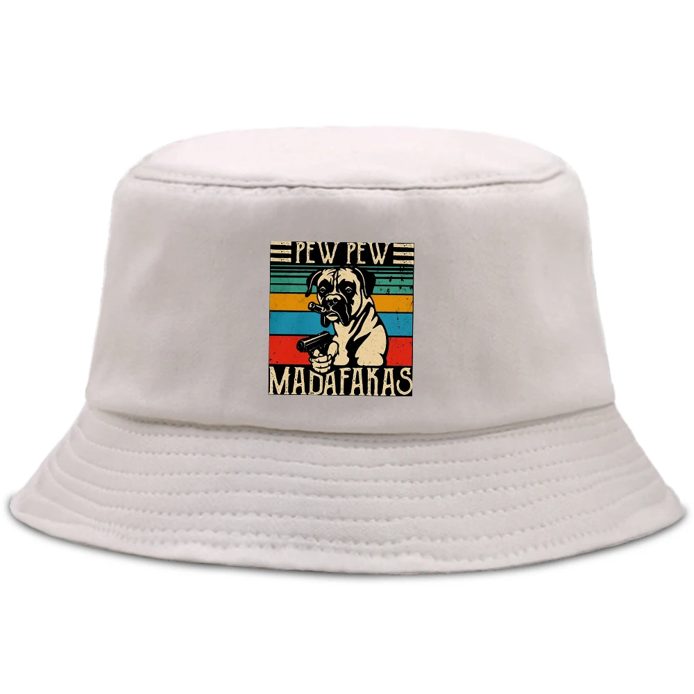 Funny pew madafakas cool dog Bucket Hats Vintage Cap Summer Men's Panama Caps Woman Men Bob Chapeau Fishing Fisherman Hat |