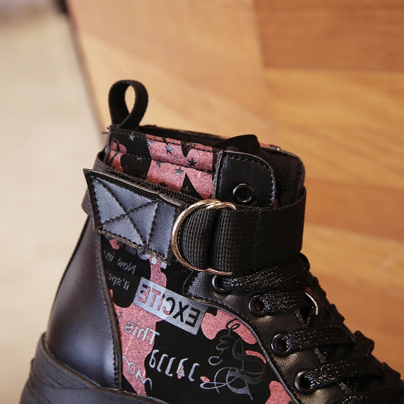 Fujin/женские ботинки Ботильоны на платформе Новинка 2020 года Осенняя обувь с