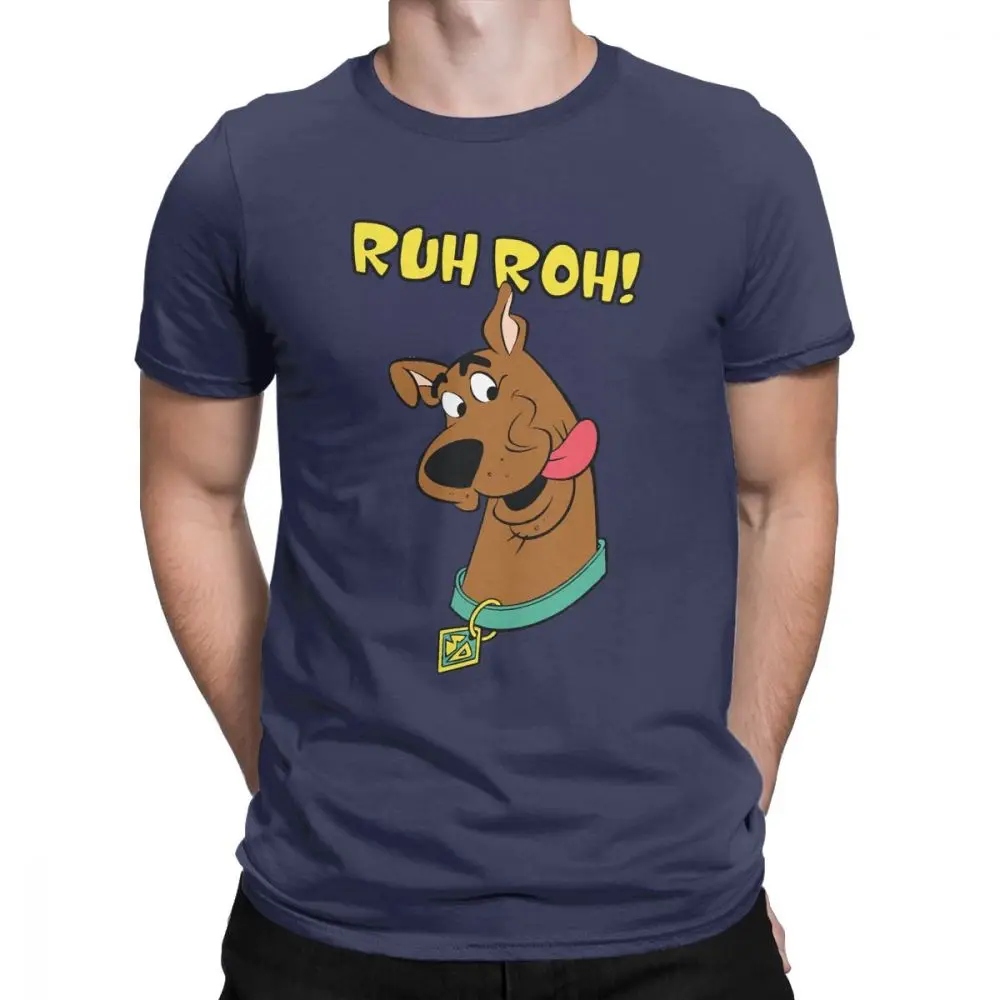 Хлопок Для мужчин футболки Скуби-Ruh Roh Для мужчин футболка забавная футболка с круглым вырезом футболки Летние Футболки - Цвет: Тёмно-синий