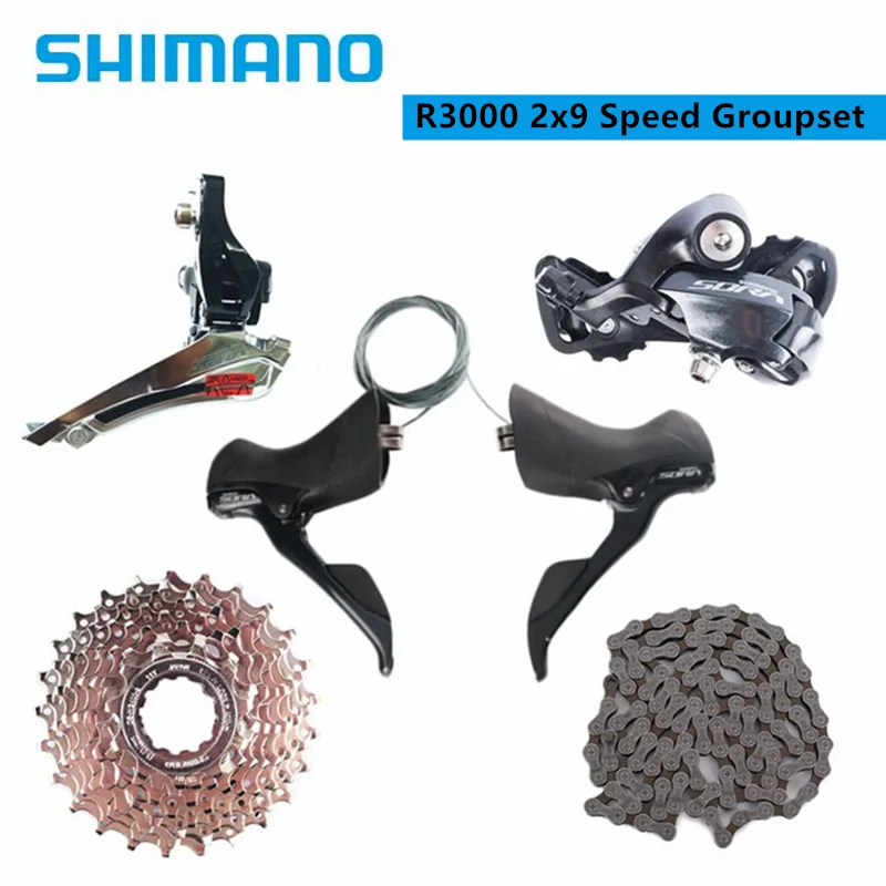 

Shimano SORA R3000 2x9s Groupset Bike Shifter Front Rear Derailleur SS GS Cassette HG400 9 Speed CN HG53 For Road Bike Bicycle