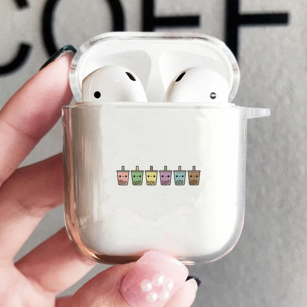 

Забавный чехол из ТПУ с рисунком чая и пузырьков для AirPods 1 2, беспроводной чехол с Bluetooth для Air Pods, аксессуары для наушников, зарядное устройст...