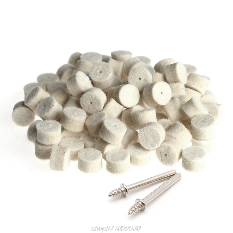 

100Pcs Wool Felt Polishing Buffing Pad 13mm + 2 Shank For Grinding Wheel J13 21 Dropshipping