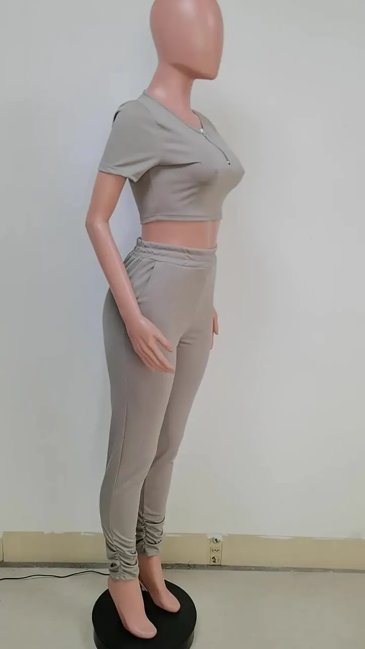 

2022 women joggers sets fall clothing outfits two piece stacked pants set crop tops
