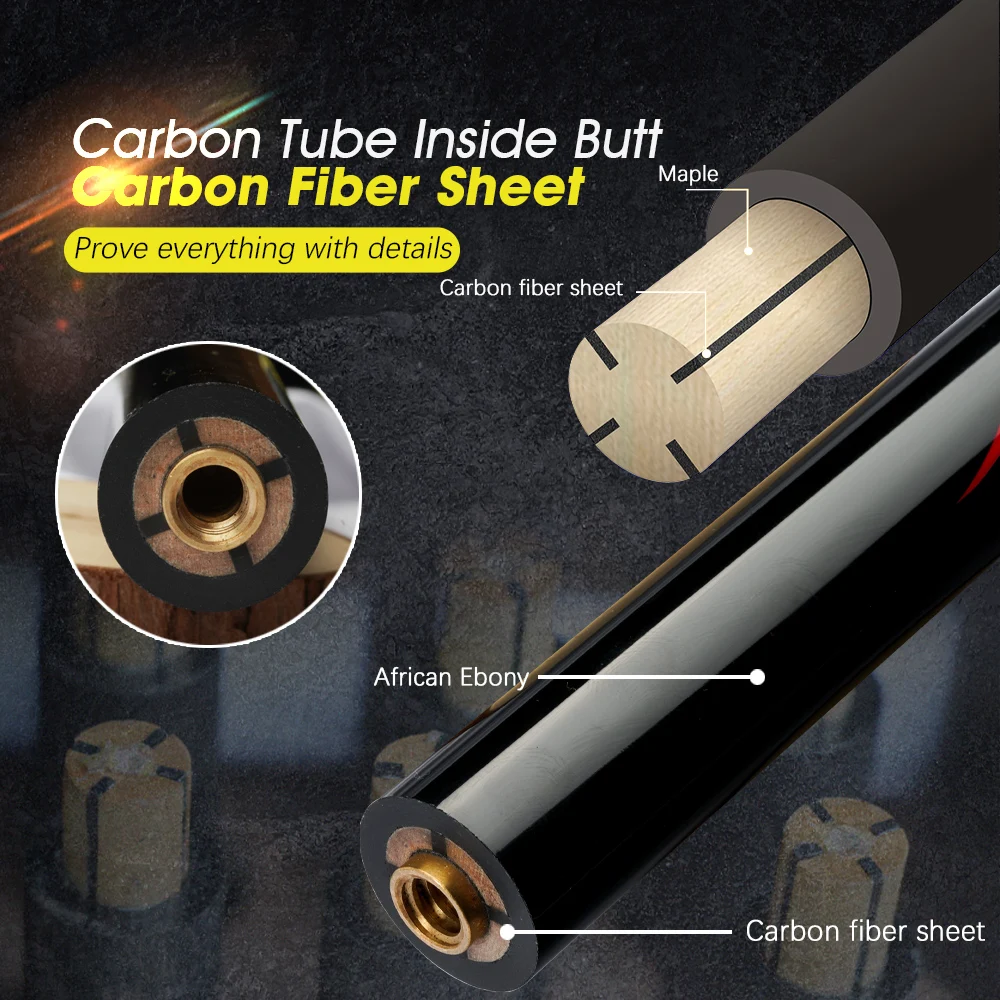 Бильярдный пуансон Konllen из углеродного волокна и Скакалка бильярдный кий 13 мм