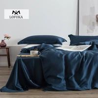 lofuka dark blue 6a grade pure 100 silk bedding set nature beauty duvet cover queen king flat sheet or fitted sheet pillowcase