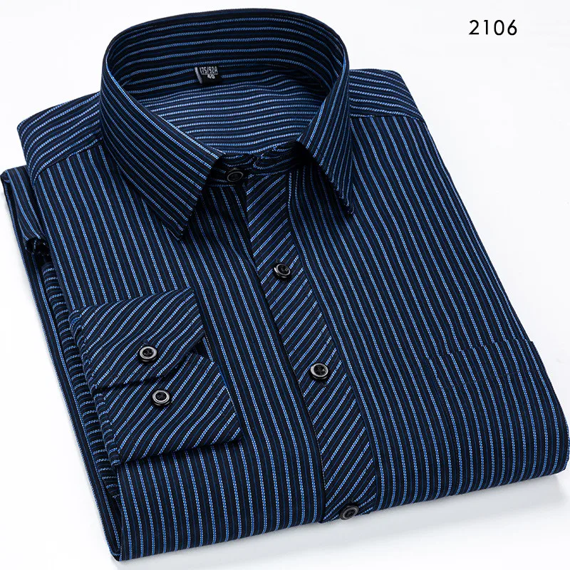 Брендовые новые дизайнерские рубашки в синюю полоску Camisa Social белый темно-синий классический приталенный костюм Foraml Мужская рубашка Корейская одежда для мужчин 6XL 7XL