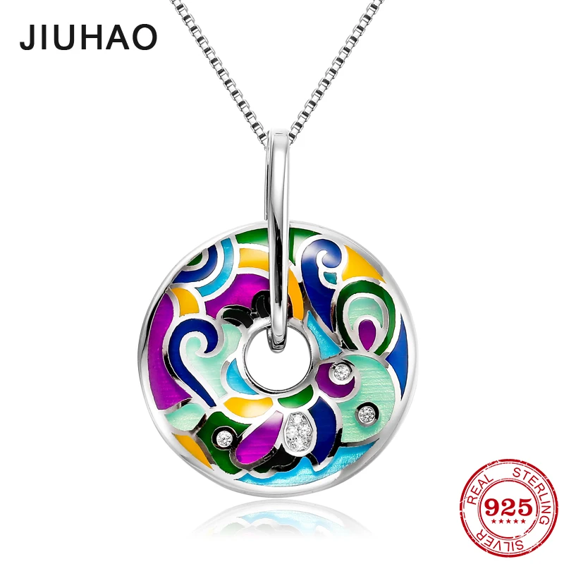 Женская подвеска из серебра 2018 пробы с эмалью|Ожерелья| |