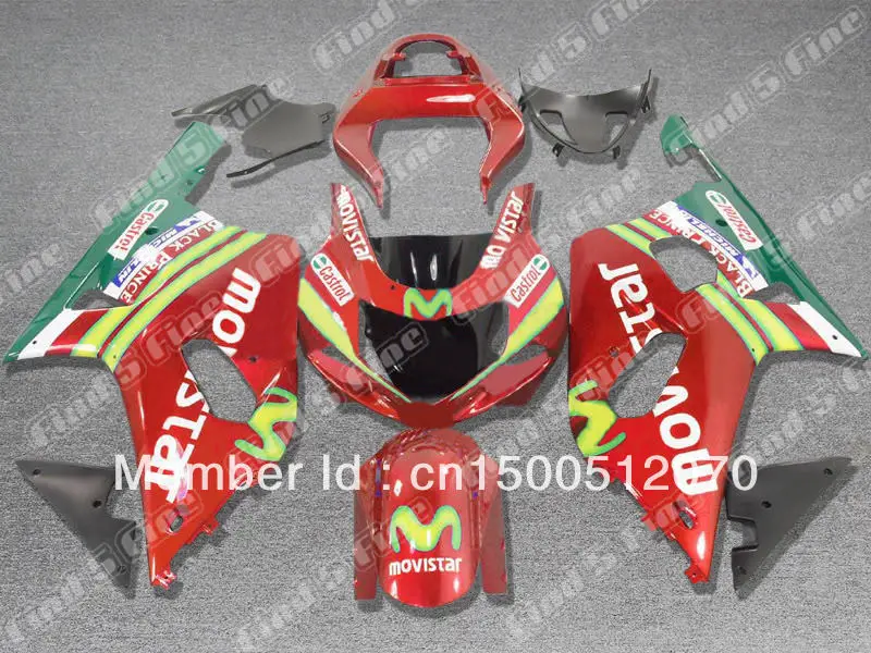 

red green yellow BLK body for GSXR600 GSXR750 01 02 03 GSX-R600 GSX-R750 01-03 GSXR 600 750 2001 2002 2003 2001-2003 body kit