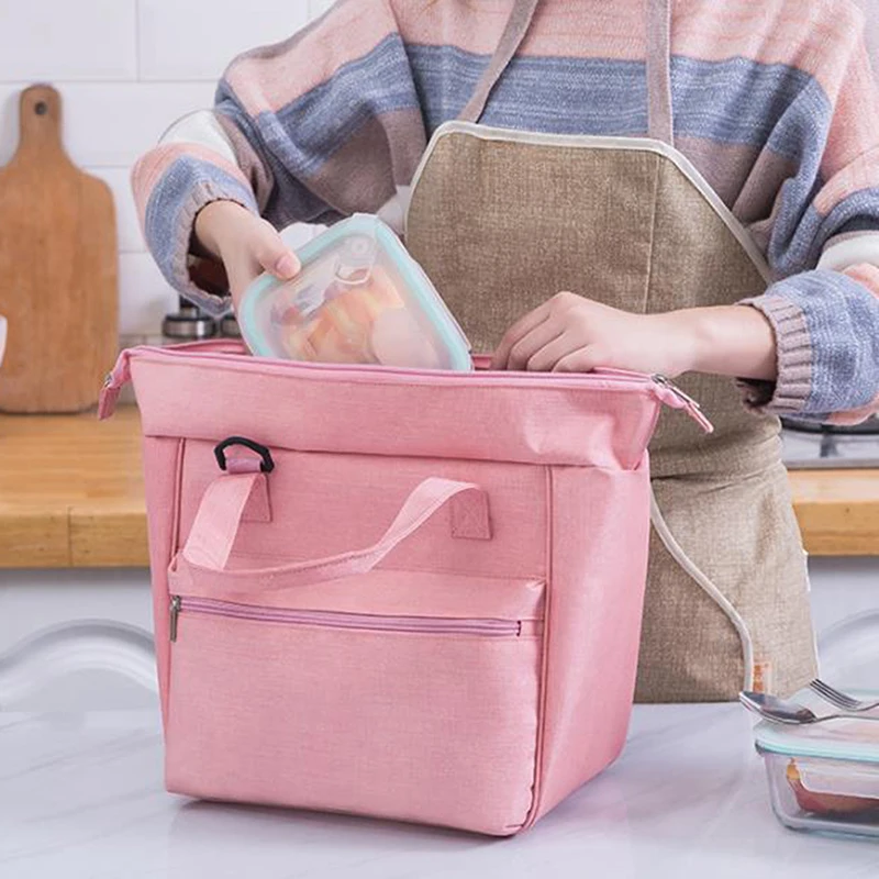 

1PCs Fresh Cooler Bags Waterproof Nylon Portable Zipper Thermal Oxford Lunch Bags For Women Convenient Lunch Box Tote Food Bags