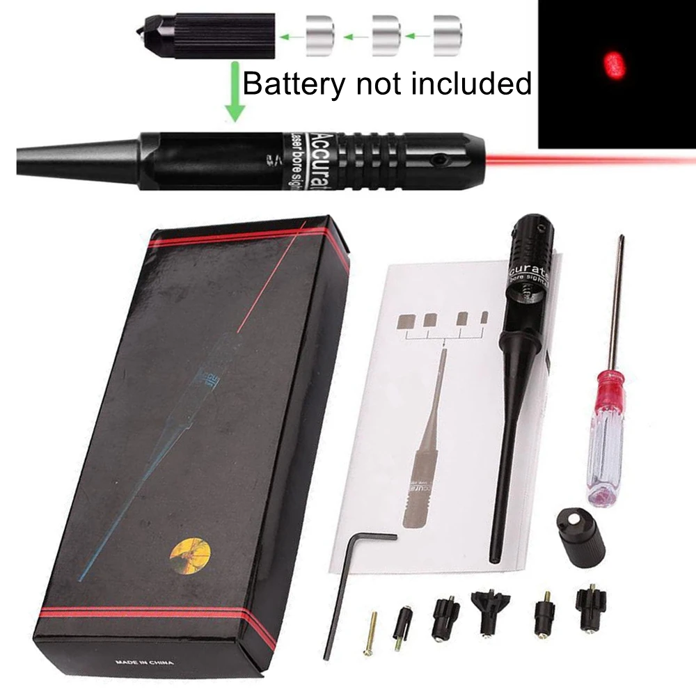 

Rifle Red Laser Bore Sighter Collimator Kit with Box Carry Laser Sight .22 to .50 Caliber Rifies Shotgun Hunting Boresighter