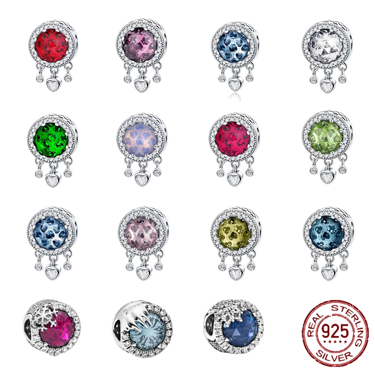 

Pink Amulet Pendant Charms Original 925 Sterling Silver Metal Beads Fits Pandora Bracelet DIY Jewelry Making 2021 Valentine New